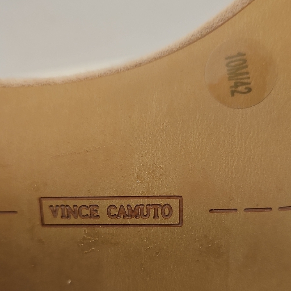 Vince Camuto Tan Suede Block Heel Sandals sz 10 - Picture 7 of 9